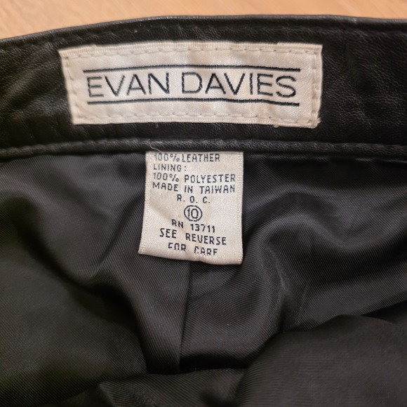 VTG Evan Davies Leather Pants Size 10 Black High Waisted Lined Biker Moto Mob - Picture 7 of 15